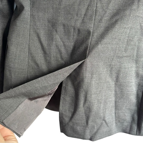 Max Mara Editore Double Breasted Virgin Wool Blazer Dark Gray 0 - Picture 9 of 13